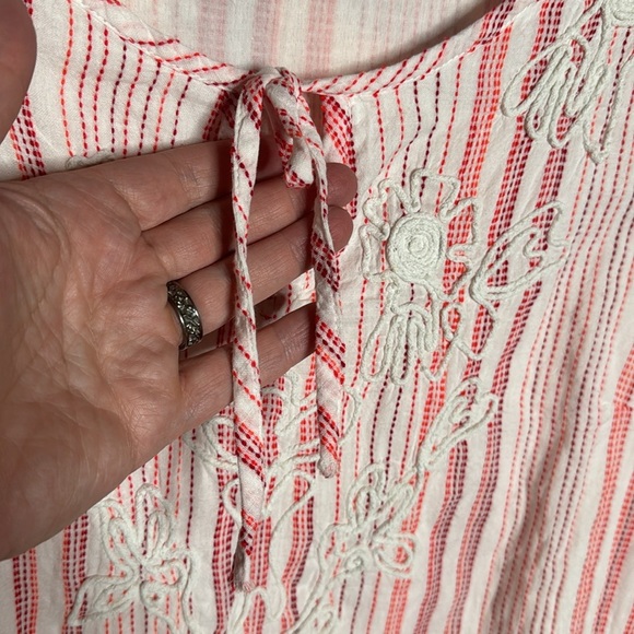 Soft Surroundings Salma Stripes Tunic Top Blouse Embroidered Size Large - Picture 5 of 10